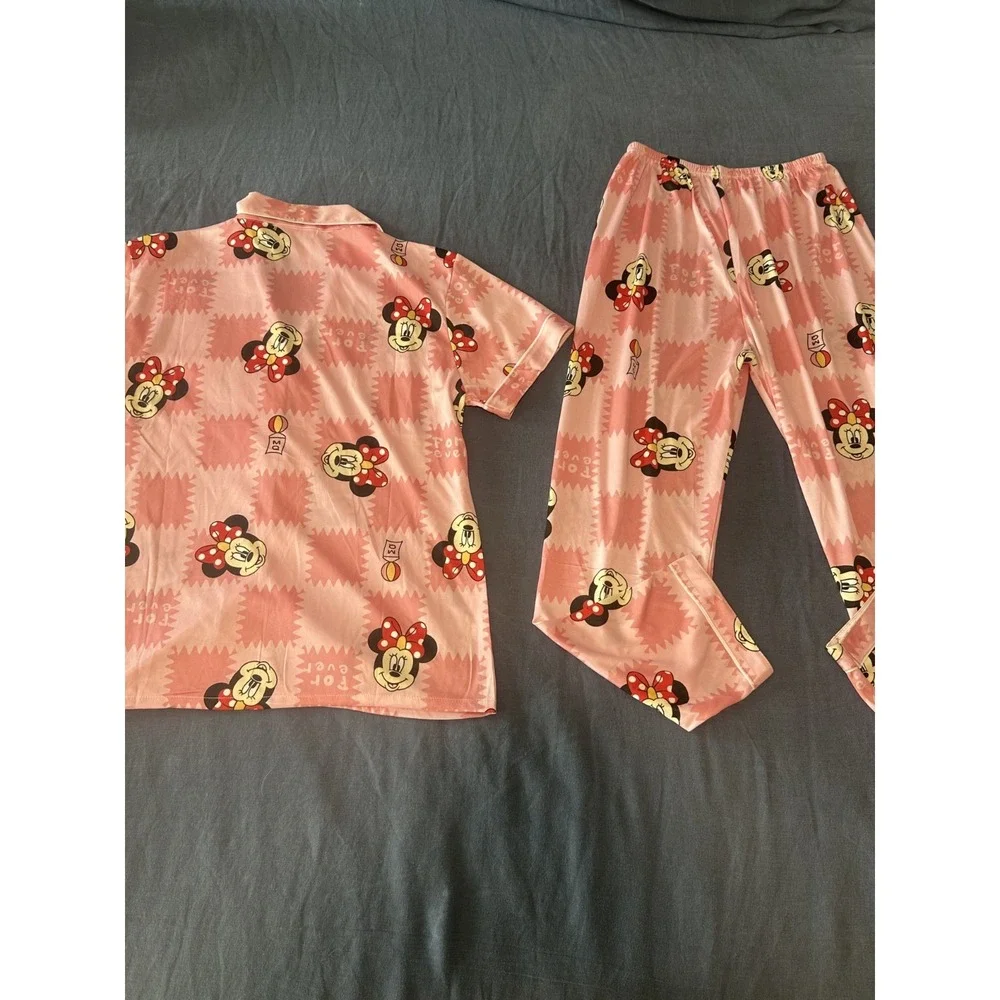 Marckimi NWT 2 Pc‎ Pajama Set XXL Pink Minnie Mouse Print Loungewear Sleepwear